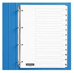 Tabblad Quantore 4-rings PP Wit 1-12, Extra Breed