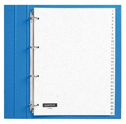 Tabblad Quantore 4-rings PP Wit 1-31, Eenzijdig Bedrukt