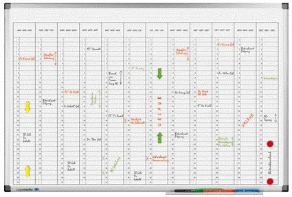 Jaarplanner Legamaster Prem voor Verticaal Planbord 60x90cm