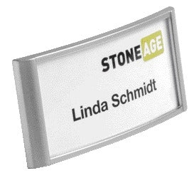 Durable Magneet Badge in Zilvergrijs 34x74mm met Dubbele Magneet of CombiKlem