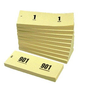 Nummerblok 42x105mm, Nummering 1-1000, Geel, 10 Stuks