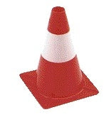 Afbakeningskegel 30cm Rood-Wit van PVC, inkl. ophangmateriaal