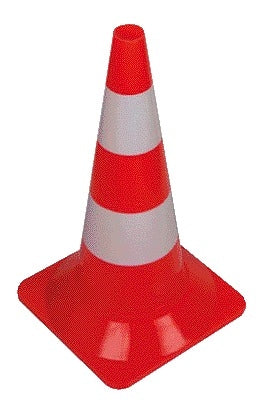 Afbakeningskegel PVC 50cm rood-wit, set van twee hoogtes
