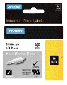 Dymo Rhino Industriele Krimpkous 6mm Wit met Zwarte Opdruk