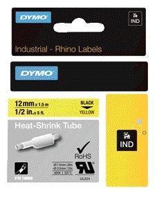 Dymo Rhino Industrieel Krimpkous 12mm Wit met Zwarte Opdruk