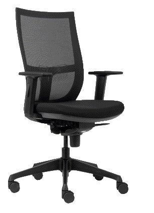 Bureaustoel Euroseats Curve 001 zwart, synchroonmechaniek en verstelbare lendesteun