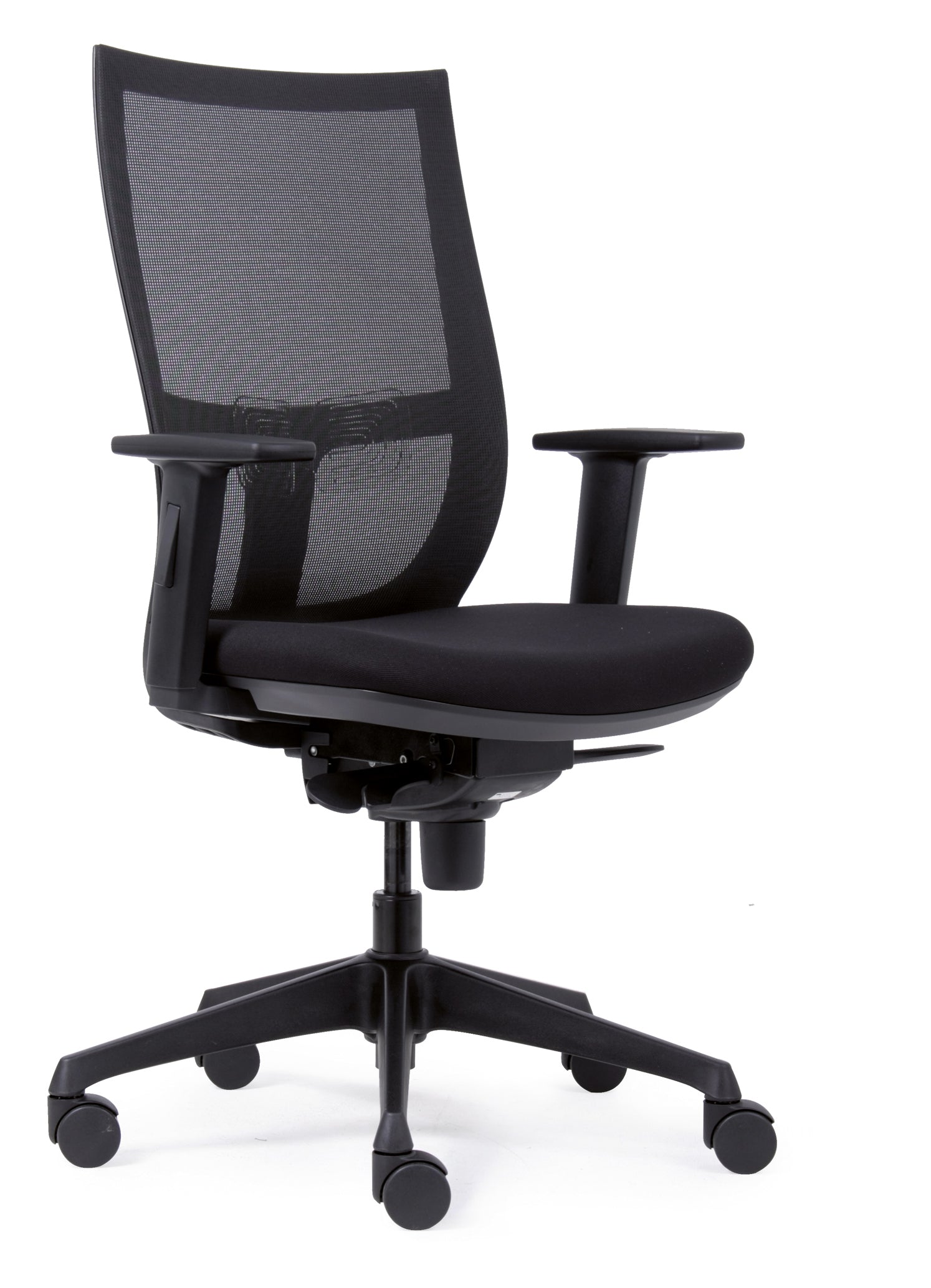 Bureaustoel Euroseats Curve 001 zwart, synchroonmechaniek en verstelbare lendesteun