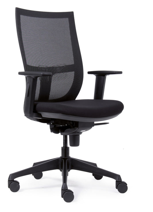 Bureaustoel Euroseats Curve 001 zwart, synchroonmechaniek en verstelbare lendesteun