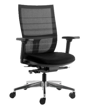 Bureaustoel Euroseats Curve Deluxe 001 zwart met synchroonmechanisme