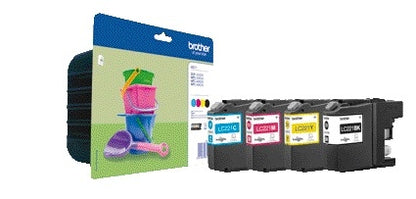 Brother LC-221VALBP Zwart + 3 kleuren inktcartridges