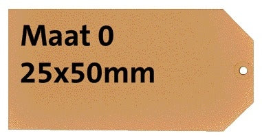 Kartonnen label HF2 NR0 25x50mm met versterkt ophangoog