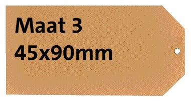 Kartonnen label HF2 NR3 45x90mm met versterkt ophangoog