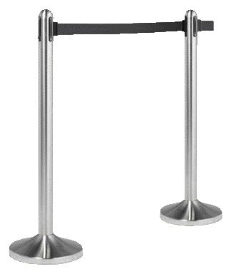 Roestvrijstalen Afzetpaal met Roltand en 210 cm Band, 100 cm hoog - 2