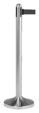 Roestvrijstalen Afzetpaal met Roltand en 210 cm Band, 100 cm hoog