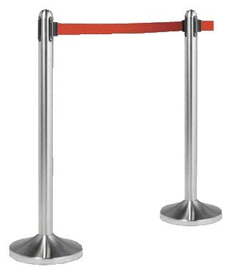 Roestvrijstalen Afzetpaal met Roltand en 210 cm Band, 100 cm hoog (Rood) - 2