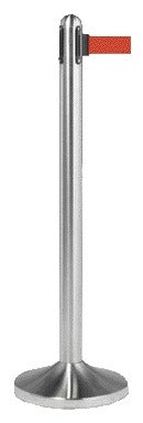 Roestvrijstalen Afzetpaal met Roltand en 210 cm Band, 100 cm hoog (Rood)
