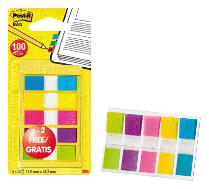 Post-it Indextabs 6835 Assorti 11,9x43,1 mm 3+2 Kleuren