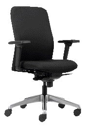 Bureaustoel Euroseats Milano 001 synchroon zwart, met aluminium voetenkruis