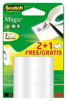 Plakband Scotch Magic 19mm x 15m, 2+1 Stuks