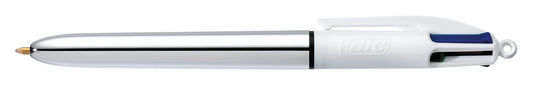 Balpen Bic 4-kleuren Shine, zilver, met klikmechanisme