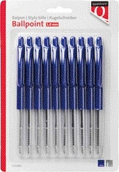 Balpen Quantore drukknop blauw met kunststof clip