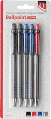 Balpen Quantore grip drukknop ass met rubberen houder