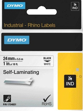 Labeltape Dymo Rhino Industrieel 24mm Wit met Zwarte Opdruk