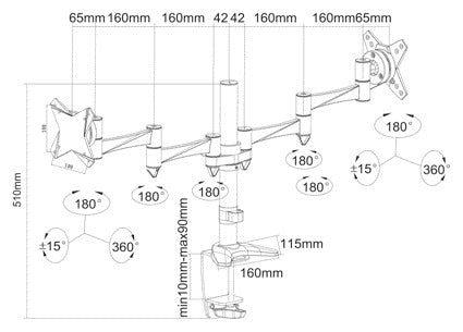 Monitorarm NeoMounts D1330D voor 10-27 inch Schermen, Klem Zilver - 2