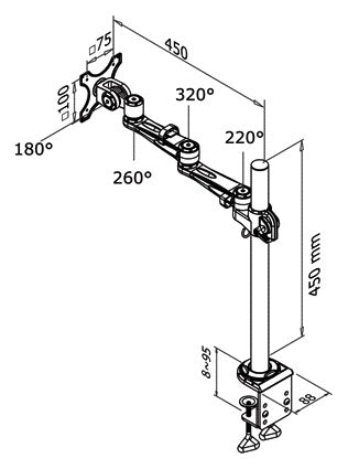 Monitorarm Neomounts D935 10-30" Klem Zilver - 2