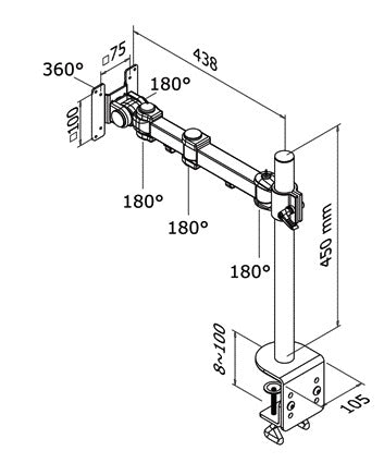 Neomounts D960 Monitorarm 10-30 inch Zwart voor Bureauklem - 2