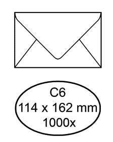 Envelop IEZZY bank C6 114x162 70g wit, blauwe binnendruk