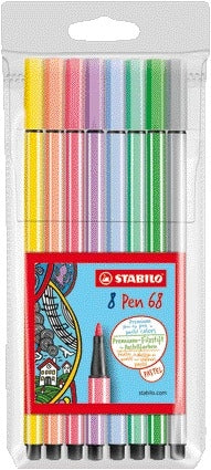 Viltstift STABILO Pen 68 Pastel Assortiment 8 Stuks