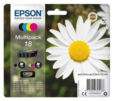 Inktcartridge Epson 18 T1806 Zwart + 3 Kleuren