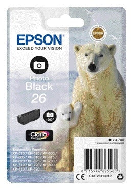Epson 26 T2611 Zwart Inktcartridge voor heldere documenten
