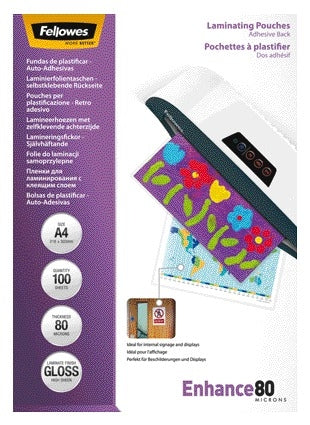 Lamineerhoes Fellowes zelfklevend A4 2x80 micron - 3