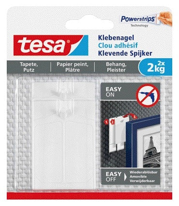 Klevende Spijker tesa behang en pleister 2kg, verwijderbaar en herbruikbaar