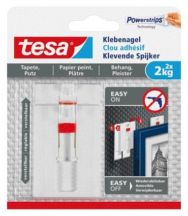 Klevende Spijker tesa behang en pleister 2kg, verwijderbaar en herbruikbaar