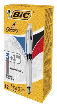 Balpen Bic 3-kleuren + Vulpotlood HB 0.7mm Wit - 2