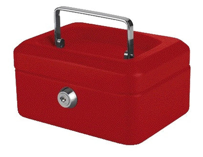 Geldkist Quantore 150x115x80mm Rood met Cilinderslot en Muntenbakje - 2