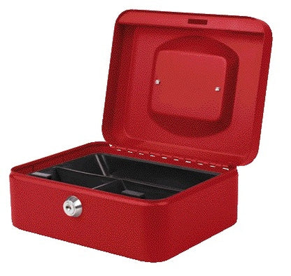 Geldkist Quantore 200x160x90mm Rood met Cilinderslot en Muntenbakje
