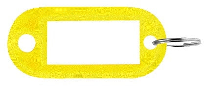 Pavo Plastic Sleutelhanger Geel met Beschrijfbaar Label