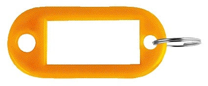 Pavo Plastic sleutelhanger oranje met label en ring