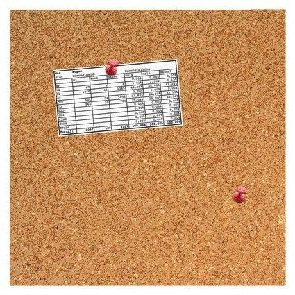 Kurkboard Desq 35x35cm Randloos met Push Pins