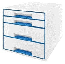 Leitz WOW Cube 4 Laden Wit/Blauw, Glanzend en Modern