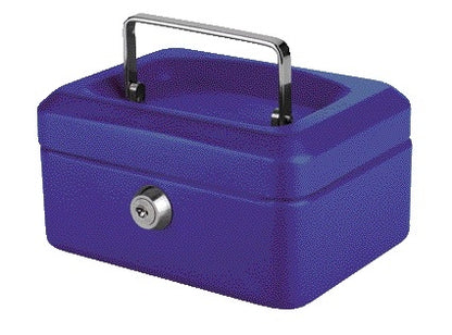 Geldkist Quantore 150x115x80mm Blauw met Cilinderslot en Muntenbakje - 2