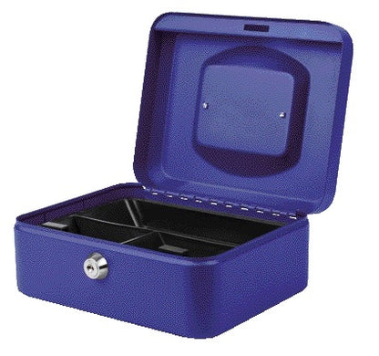 Quantore geldkist 20x16x9cm blauw met cilinderslot