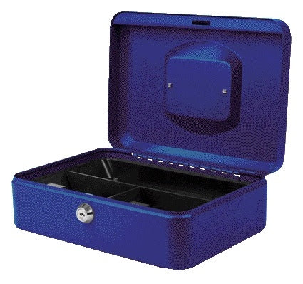 Geldkist Pavo 250x180x90 mm in Blauw, met Cilinderslot