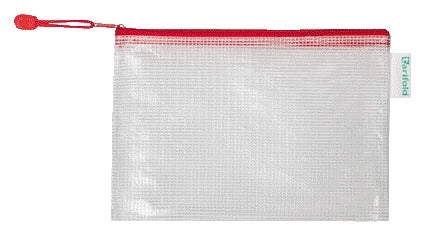Tarfold Opbergtas A5 Rood met Rits - Transparant PVC