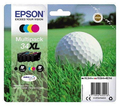 Epson 34XL Zwart + 3 Kleuren Inktcartridge (T3476) voor Efficiënt Printen - 2