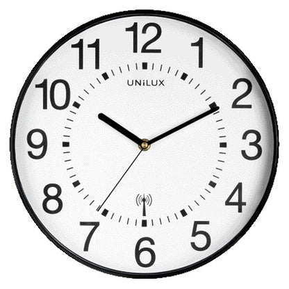 Unilux Wave radio wandklok dia 30cm zwart/wit